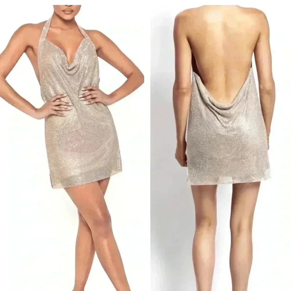 NWT Meshki Meilani Diamanté Mini Dress Size XS